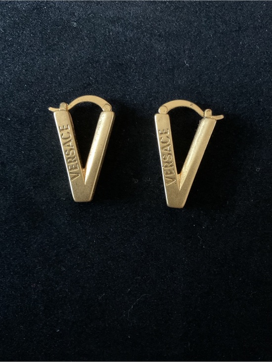 Versace Jewelry - Versace Gold V-Logo Drop Earrings